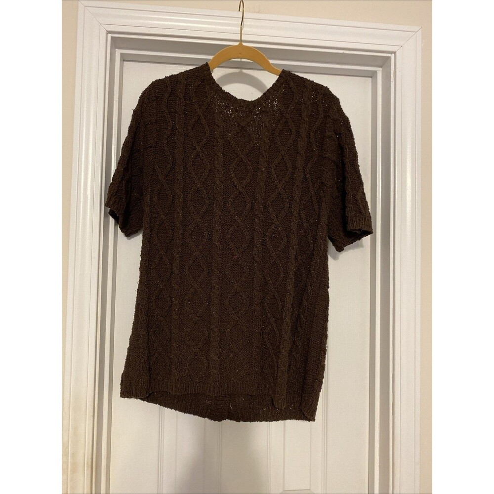 Womens Chico's Short‎ sleeve Cardigan Brown size 2  As is - Picture 2 of 4